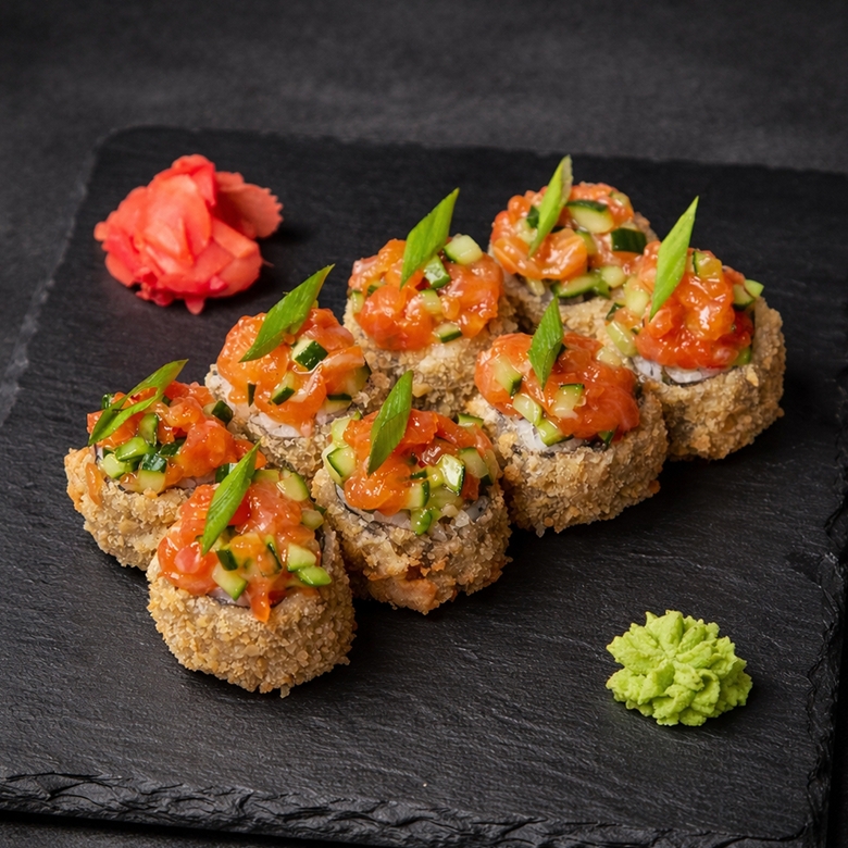 Темпурный с лососем тар тар